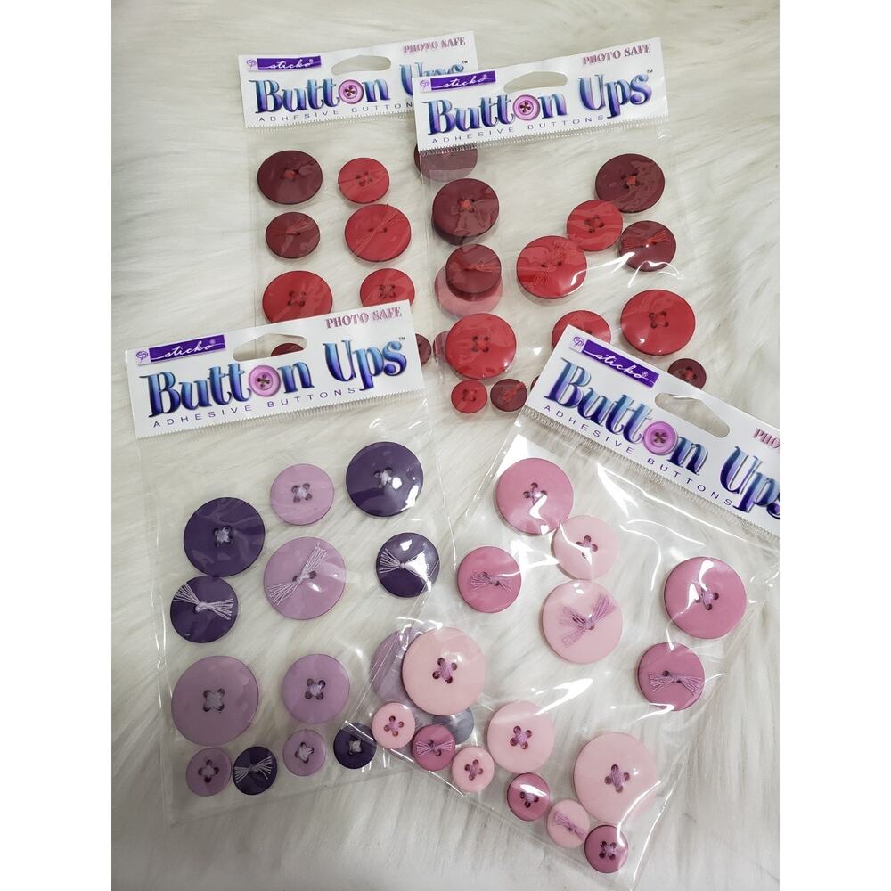 3 PACK STICKO‎ BUTTON UPS Adhesive stickers RED PINK PURPLE LOT scrapbooking